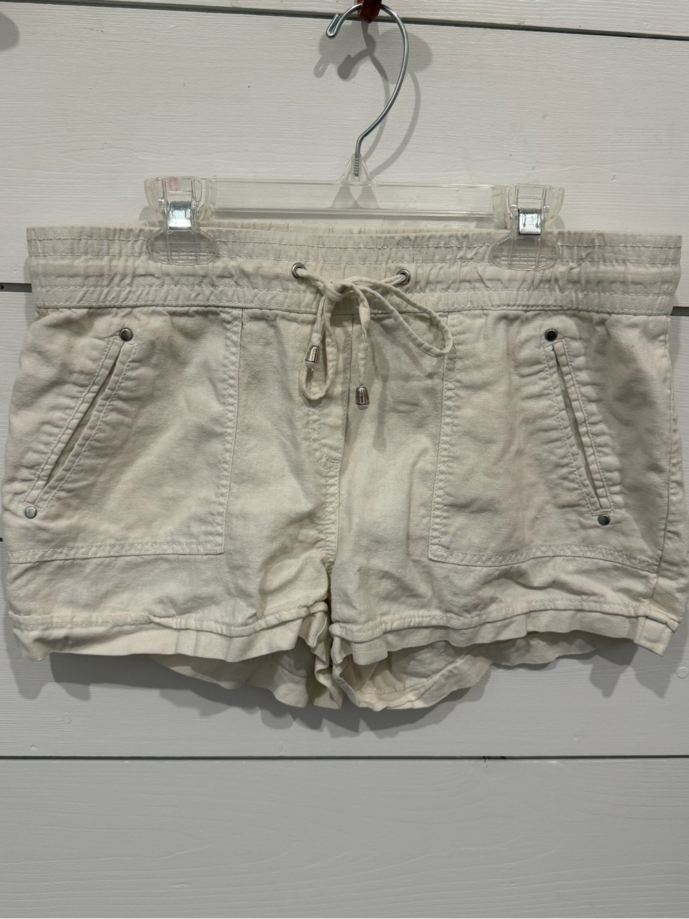 Dynamite White Linen Drawstring Athletic Shorts